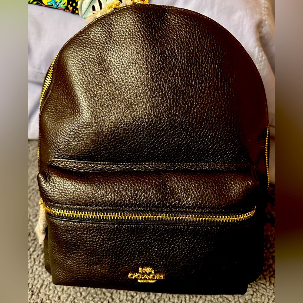 Coach Black Charlie Med Backpack Style F30550